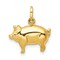14K Yellow Gold Pig Charm Farm Animal Pendant Jewelry 16.5mm x 16mm